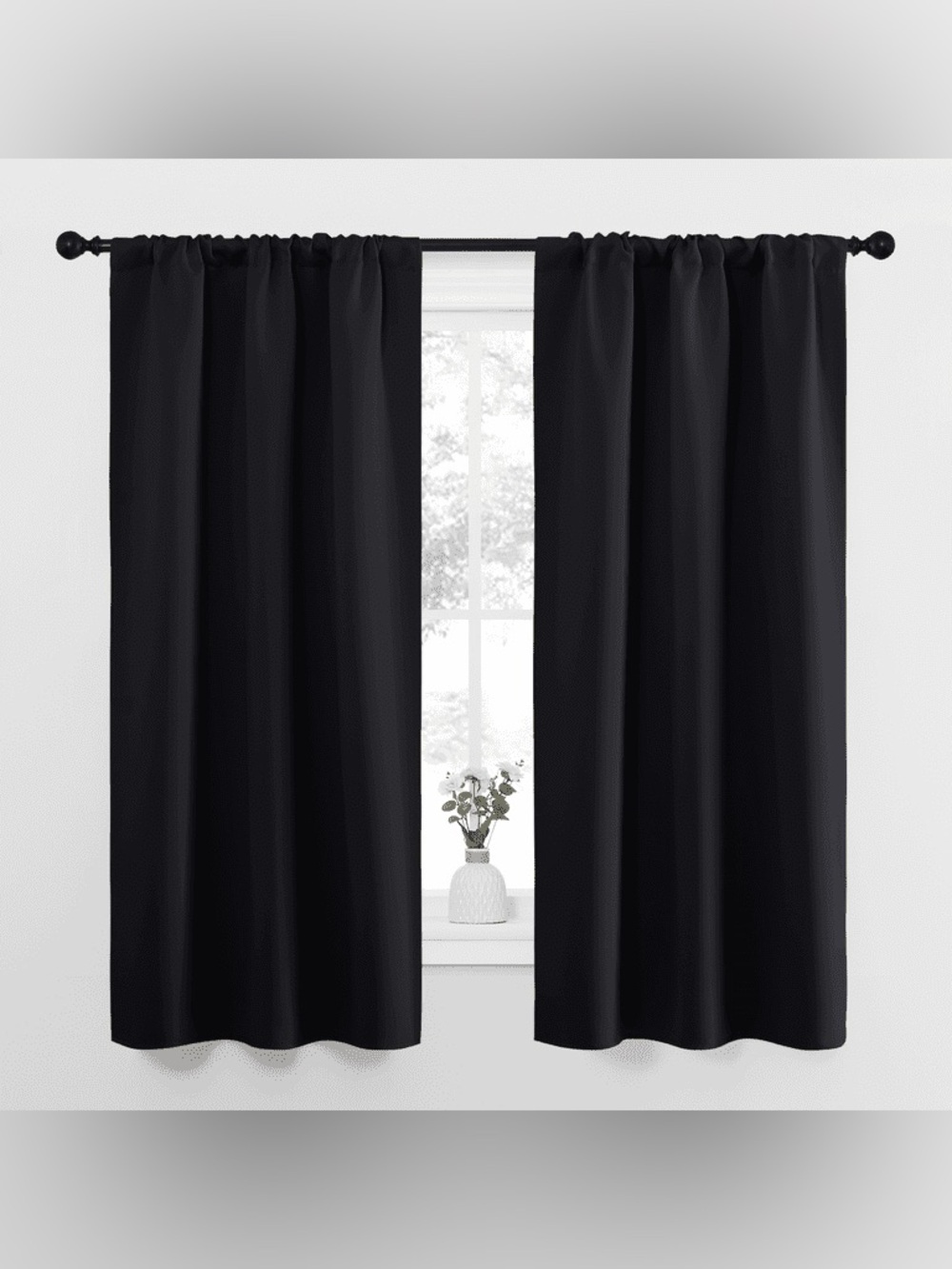 NICETOWN Pitch Black Solid Thermal Insulated Grommet Blackout Curtains 63inch - Picture 6 of 7